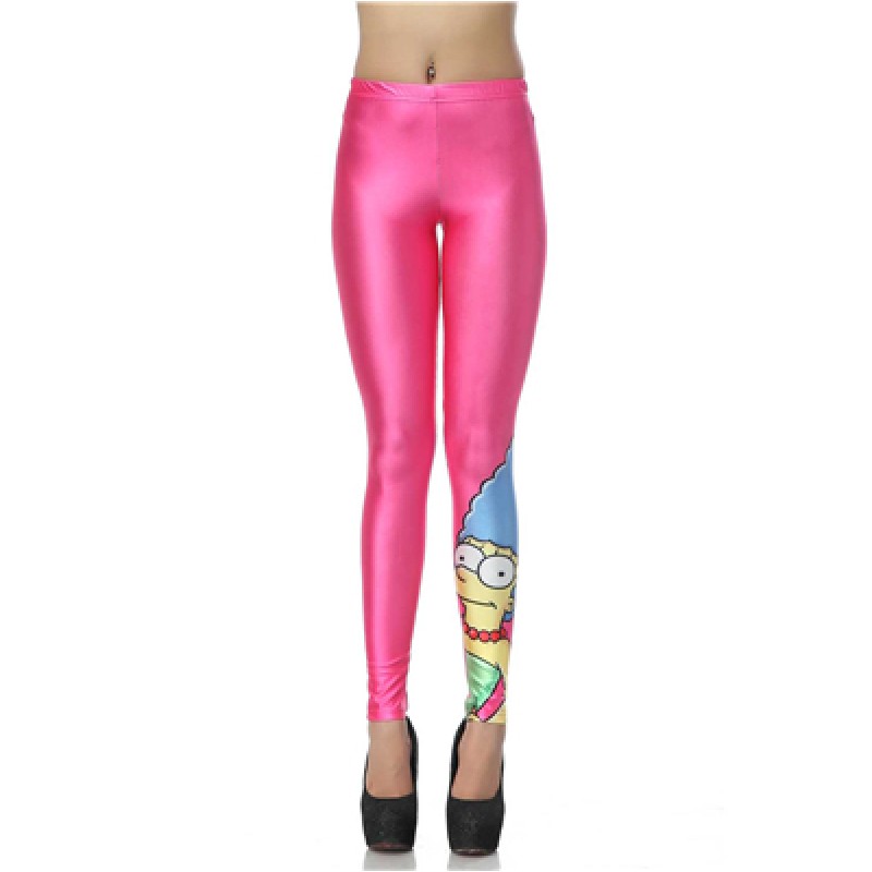 Hot Pink Marge Simpson Women's Leggings Yoga Workout Capri Pants