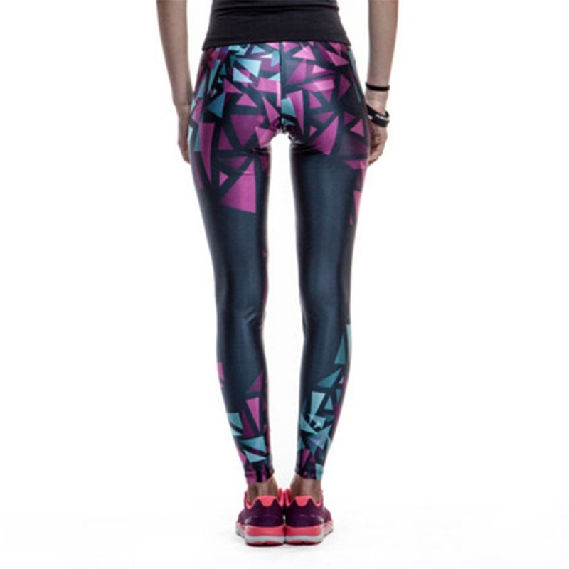 and Purple Geometric Designs Women's Leggings Yoga Workout Capri Pants