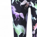 Pastel Unicorns on Black Women's Leggings Printed Yoga Pants Workout