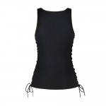 Butterfly Skull Side Lace Up Tank Top