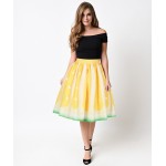 Yellow Watermelon High Full Pleated Skirt - Woman's Skirt