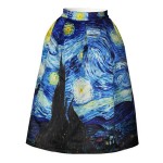 Van Gogh Starry Night High Full Pleated Skirt - Woman's Skirt