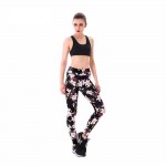 Pink Lilies with Black Mesh Lines Women's Leggings Printed Yoga Pants Workout