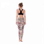 Rainbow Flower Doodles with Black Mesh Lines Women's Leggings Printed Yoga Pants Workout