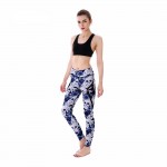 Skulls and Blue Flowers with Black Mesh Lines Women's Leggings Printed Yoga Pants Workout
