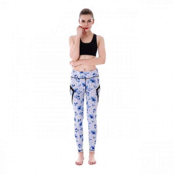 Pastel Orchids with Black Mesh Lines Women's Leggings Printed Yoga Pants Workout