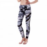 Gray Camouflage with Black Mesh Patchwork Women's Leggings Printed Yoga Pants Workout