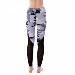 Gray Camouflage with Black Mesh Patchwork Women's Leggings Printed Yoga Pants Workout