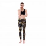 Golden Vortex with Black Mesh Lines Women's Leggings Printed Yoga Pants Workout