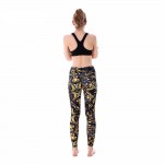 Golden Vortex with Black Mesh Lines Women's Leggings Printed Yoga Pants Workout