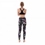 Tropical Flowers with Black Mesh Lines Women's Leggings Printed Yoga Pants Workout