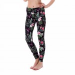 Tropical Flowers with Black Mesh Lines Women's Leggings Printed Yoga Pants Workout