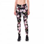 Pink Lillies with Black Mesh Lines Women's Leggings Printed Yoga Pants Workout
