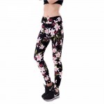 Pink Lillies with Black Mesh Lines Women's Leggings Printed Yoga Pants Workout