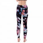 Spring Floral with Black Mesh Lines Women's Leggings Printed Yoga Pants Workout