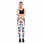 Colorful Feathers on White Women's Leggings Printed Yoga Pants Workout