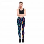 Colorful Feathers on Blue Women's Leggings Printed Yoga Pants Workout