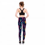 Colorful Feathers on Blue Women's Leggings Printed Yoga Pants Workout