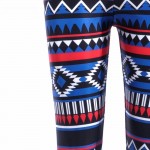 Boho Navy and Red Women's Leggings Printed Yoga Pants Workout