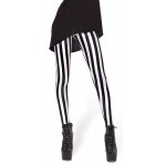 Black and White Stripes Beetlejuice Women's Leggings Yoga Workout Capri Pants
