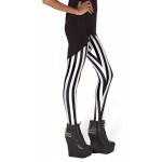 Black and White Stripes Beetlejuice Women's Leggings Yoga Workout Capri Pants