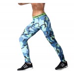 Blue Camouflage Men's Leggings Compression Tights Workout Bodybuilding Fitness