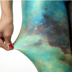 Green Space Galaxy Nebula Stars Women's Leggings Yoga Workout Capri Pants