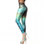 Green Space Galaxy Nebula Stars Women's Leggings Yoga Workout Capri Pants