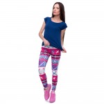 Hot Pink and Blue Aztec Print Women's Leggings Yoga Workout Capri Pants