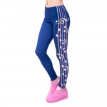 Pastel Musical Notes on Blue Women's Leggings Yoga Workout Capri Pants
