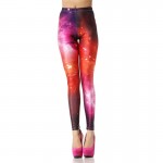 Red Galaxy Space Nebula Stars Women's Leggings Yoga Workout Capri Pants