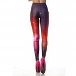 Red Galaxy Space Nebula Stars Women's Leggings Yoga Workout Capri Pants