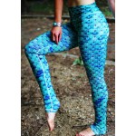 Detailed Mermaid Scales Blue Women's Leggings Printed Yoga Pants Workout Activewear