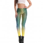 Green Mermaid Gradient Scales Women's Leggings Printed Yoga Pants Workout