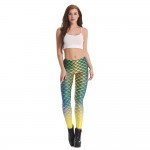 Green Mermaid Gradient Scales Women's Leggings Printed Yoga Pants Workout