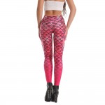Hot Pink Mermaid Gradient Scales Women's Leggings Printed Yoga Pants Workout