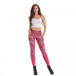 Hot Pink Mermaid Gradient Scales Women's Leggings Printed Yoga Pants Workout