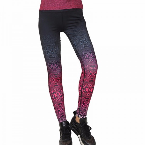 Ombre Kaleidoscope Gray and Pink Women's Leggings Printed Yoga Pants Workout