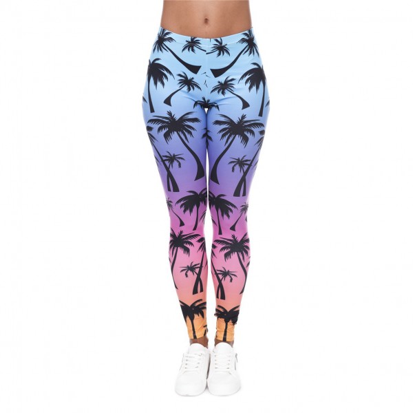 Rainbow Palm Trees Women's Leggings Printed Yoga Pants Workout