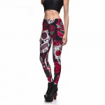 Red and Black Skull and Roses Women's Leggings Yoga Workout