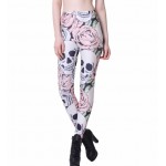 Skulls and Pink Roses Women's Leggings Printed Yoga Pants Workout
