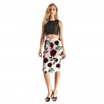 Red Roses on White High Waisted Pencil Skirt - Woman's Skirt