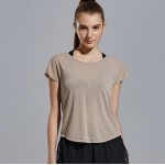 Loose Fit Open Back with Tie Tee - T-Shirt - Quick Dry Workout Breathable Yoga