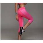 Patchwork Breathable Capri Women's Leggings Yoga Workout Capri Pants