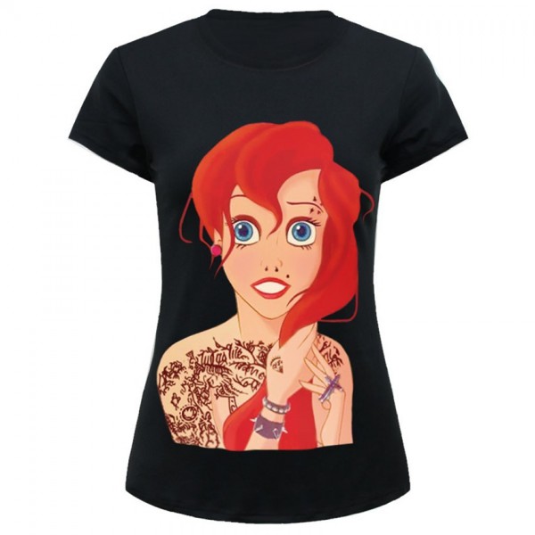 Wet Ariel with Tattoos Black Tee - Short Sleeved Fitting T-Shirt