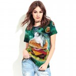 Fat Cat Flying Through Cheeseburger Galaxy Women's Tee - Short Sleeved T-Shirt
