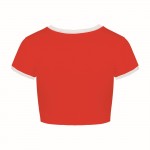Pizza Slut Red and White Short Tee - Short Sleeved Tight Short T-Shirt