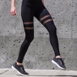Double Stripe Mesh Panel Women's Leggings Yoga Workout