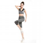 Gray Criss-Cross Black Mesh Panel Women's Leggings Yoga Workout Capri Pants