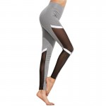 Gray and White Black Mesh Panel Women's Leggings Printed Yoga Pants Workout Activewear